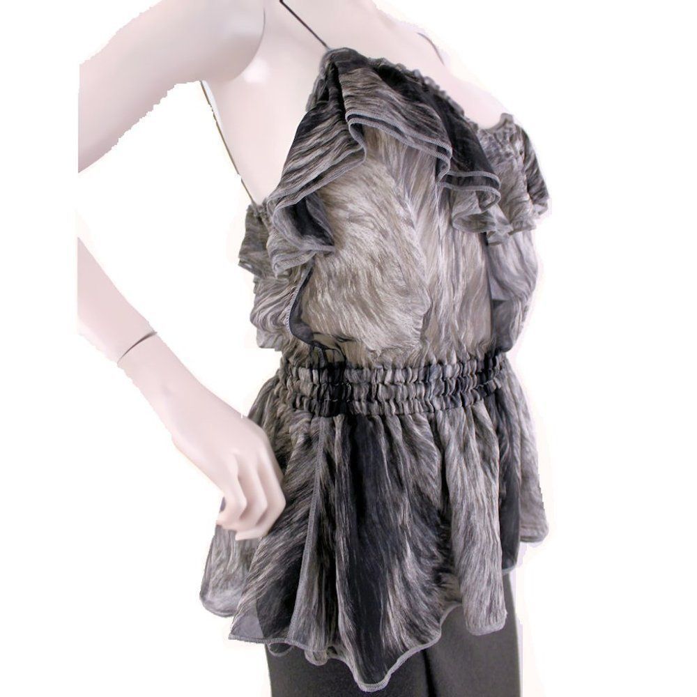 Vintage DOLCE & GABBANA Printed Silk Camisole Top w/Ruffles 2008 Fall NWT